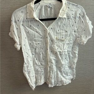 Rails White Button Down Shirt with Black Palm Trees Print